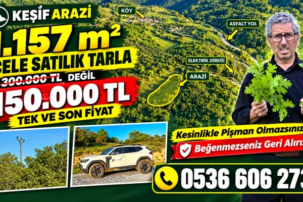Kapora Aldık... 1.157 M2 Asfalt Dibi Yolu Olan Tarla.  150.000 TL. Beğenmezseniz Geri Alıyoruz.