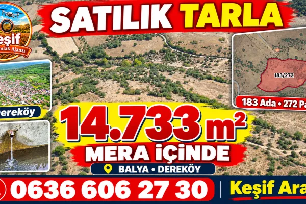 x 14.733 m2 mera içinde tarla. Balıkesir Balya Dereköy de 183 ada 272 parselde.