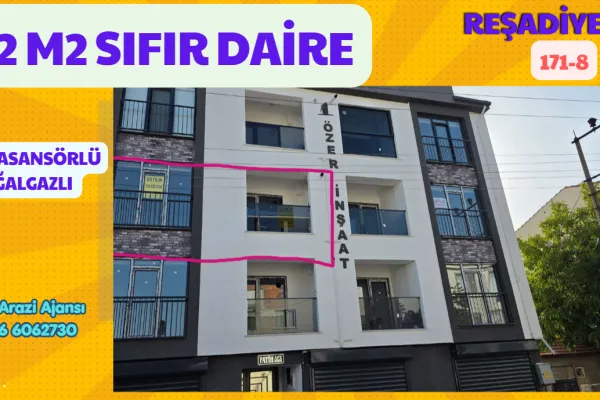 92 m2, 2+1, 2 Kat, Asansörlü Sıfır  Daire. Keşif Arazi Ajansı. Balıkesir Gönen Reşadiye